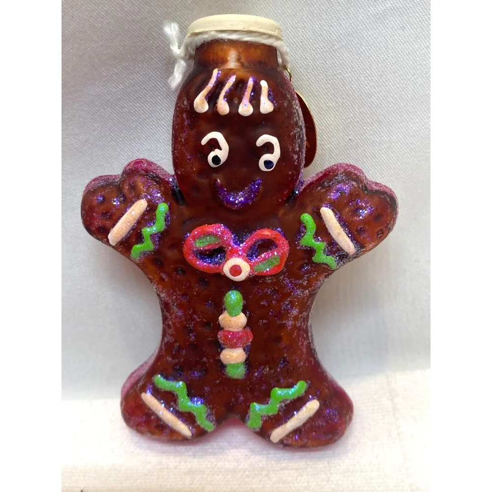 Retired Christopher Radko GINGERBREAD MAN Spice Glass Light Cover Ornament